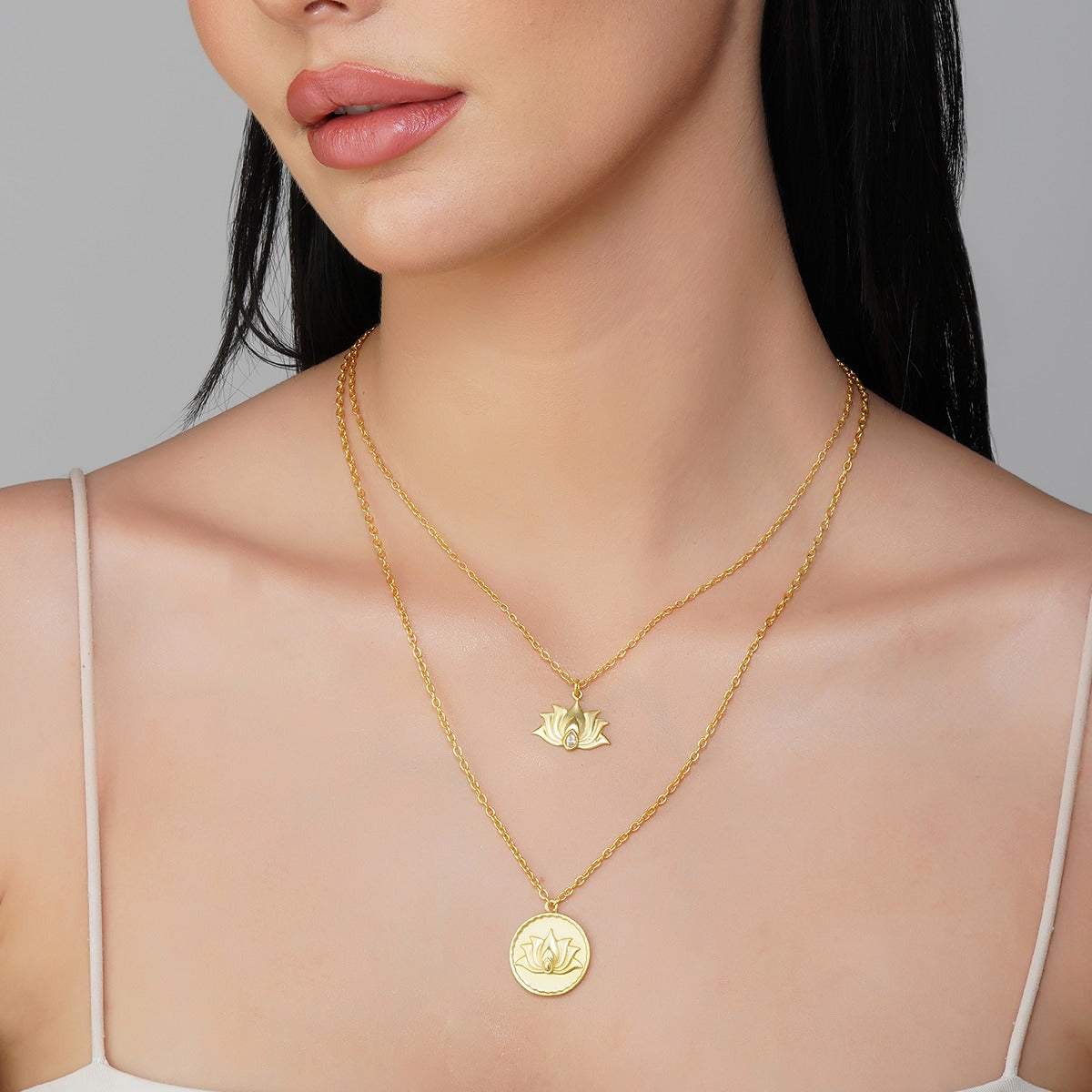 Daily Reminder Lotus Power Layers(Set of 2 Necklaces)