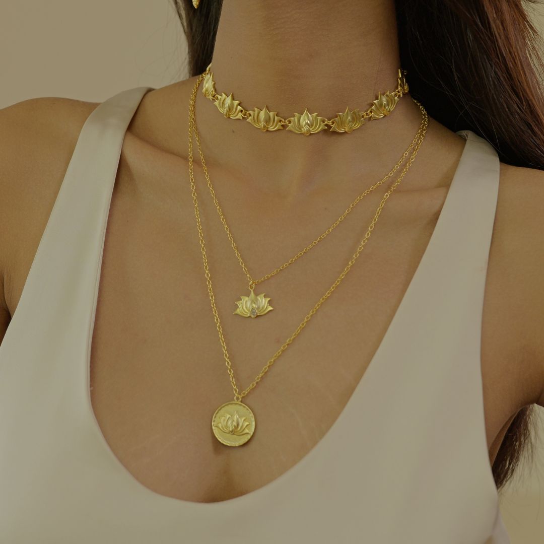 Daily Reminder Lotus Power Layers(Set of 2 Necklaces)