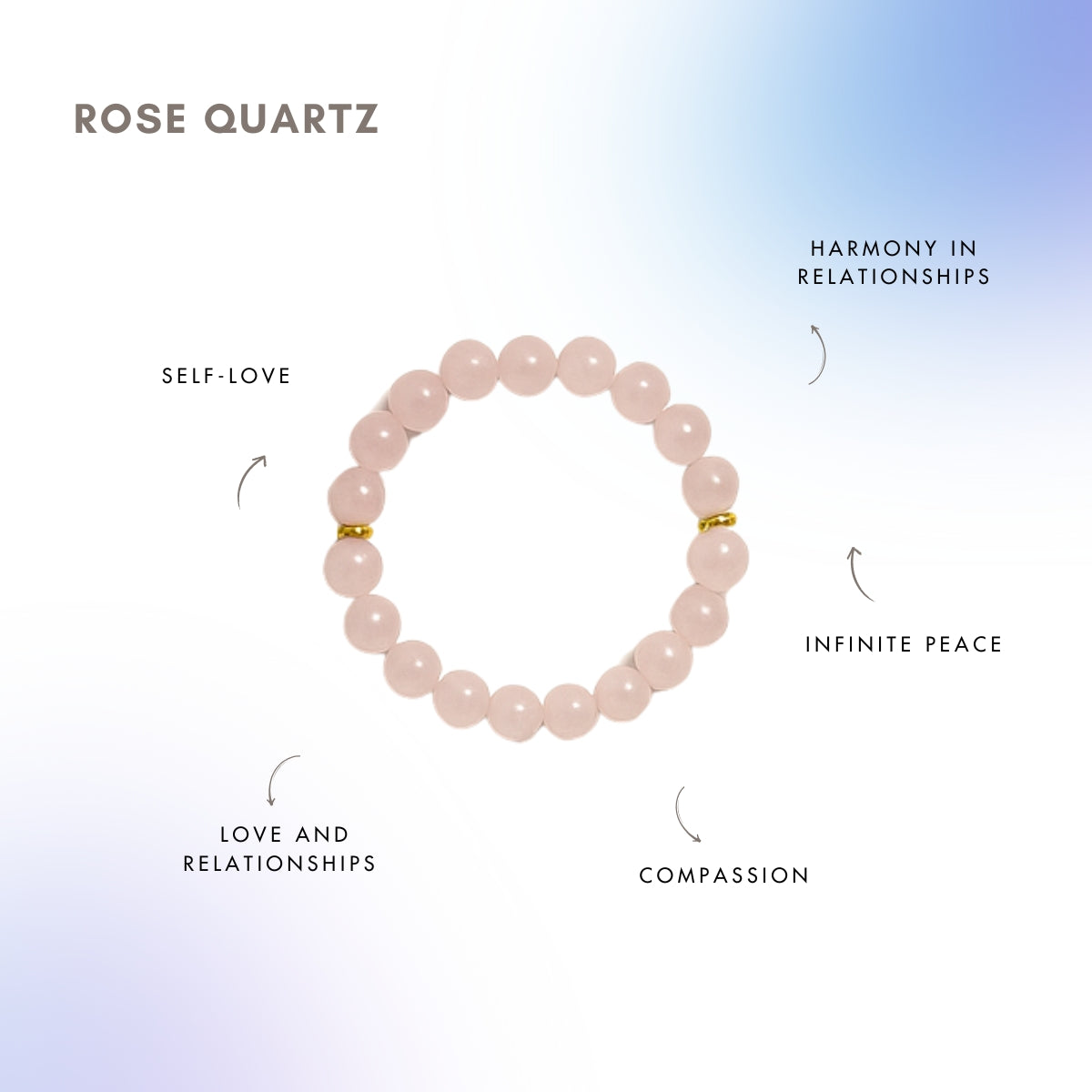 Rose Quartz Bead Bracelet for Love & Compassion