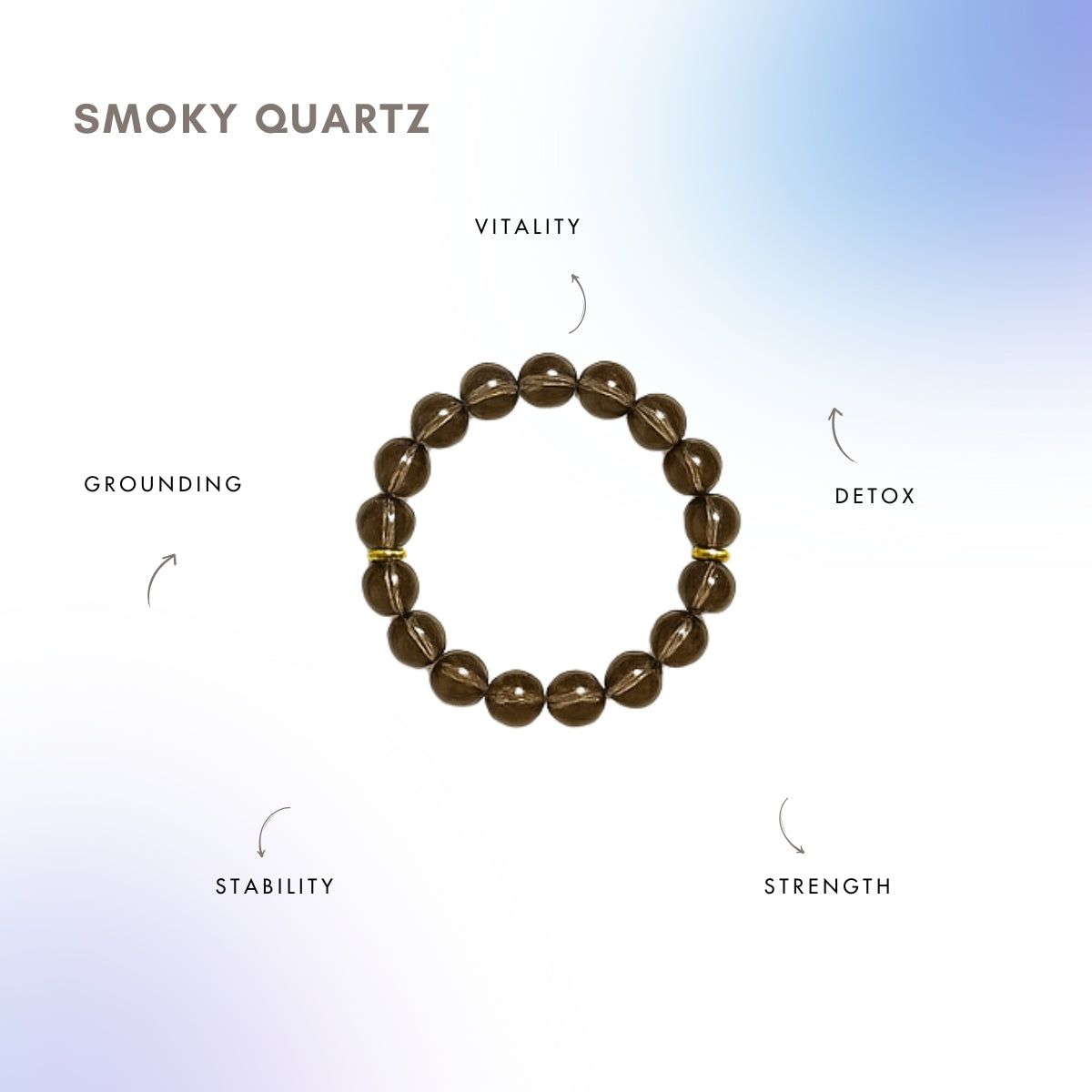 Smoky Quartz Bead Bracelet for Grounding & security