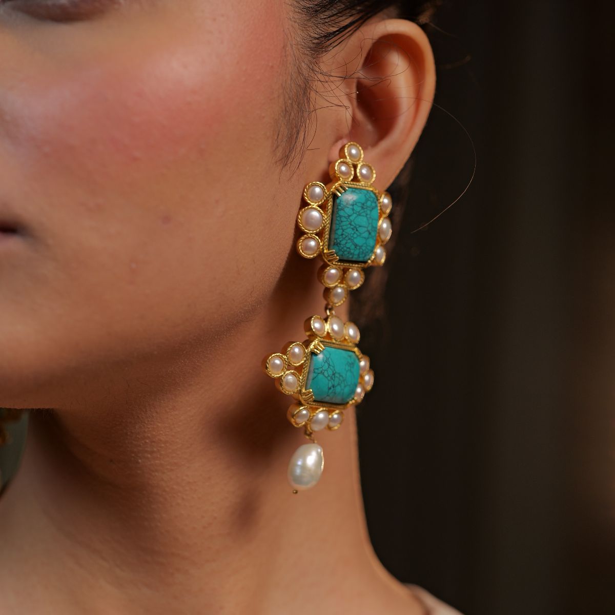 Travel Blues Statement Earrings