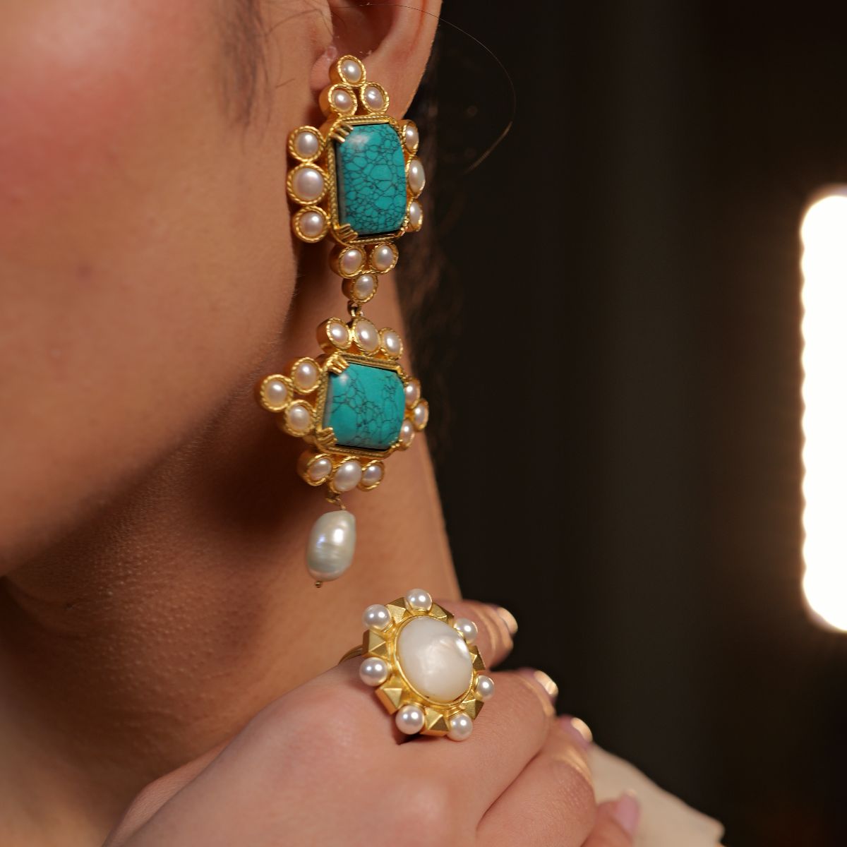 Travel Blues Statement Earrings