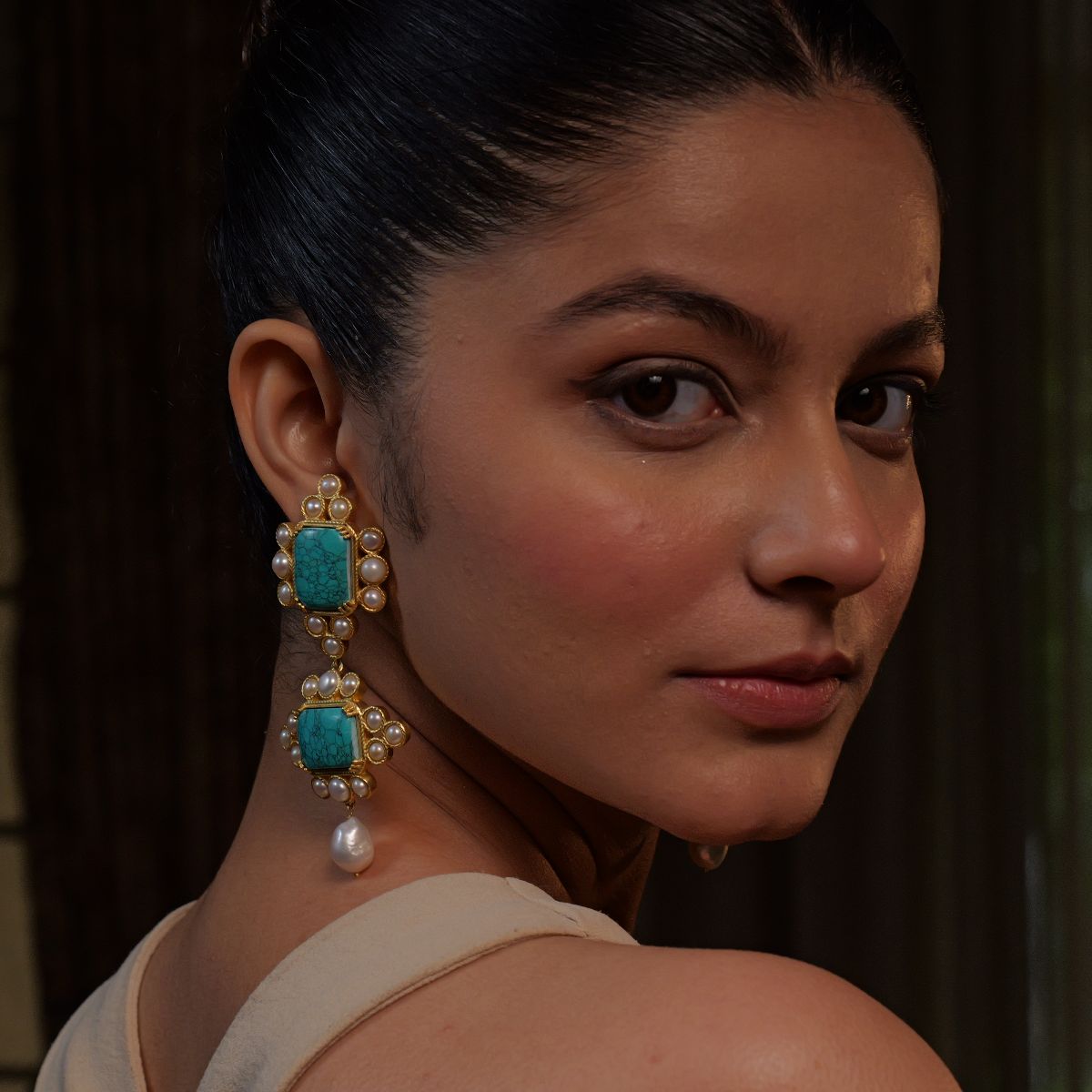 Travel Blues Statement Earrings