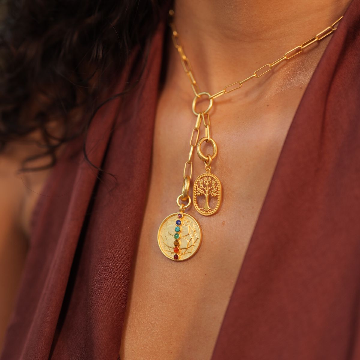 Chakra and Mandala Charm with 7 Healing Gemstones to Align Body, Mind and Soul