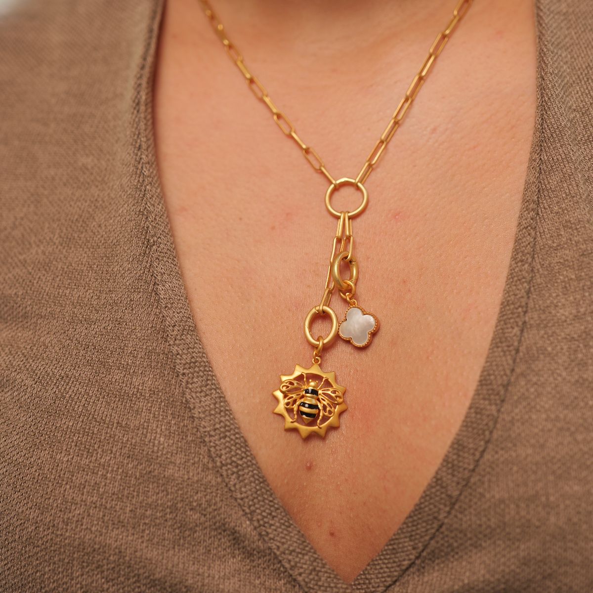 Four Leaf Clover Charm with Mother of Pearl for Serendipity and Divine Timing