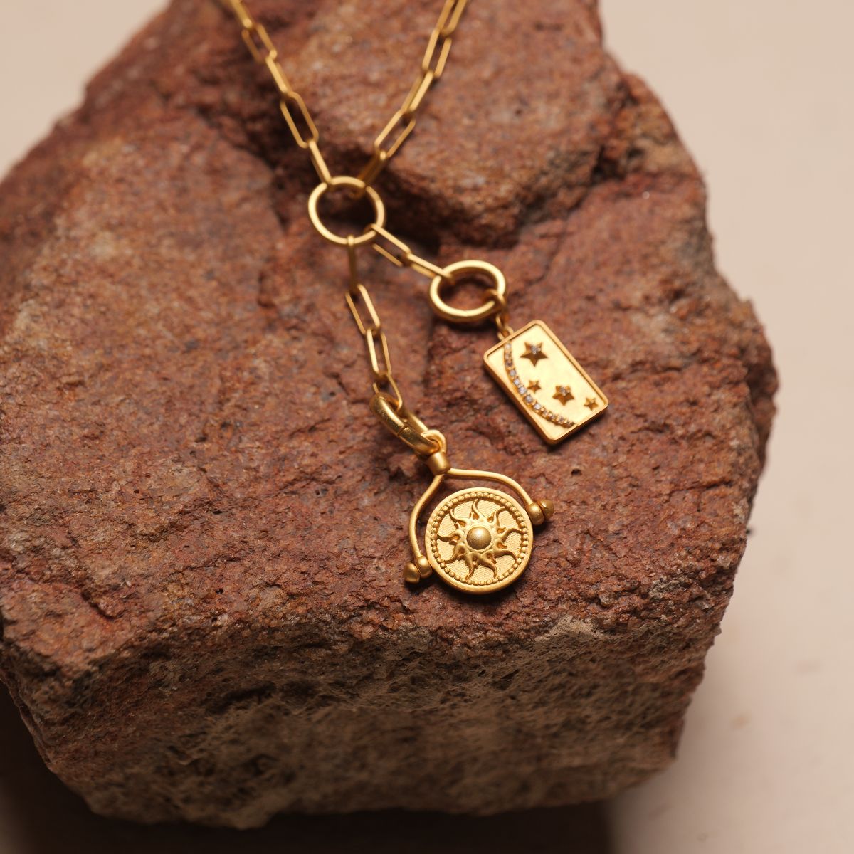 Celestial Sun and Moon Flip Charm for Duality