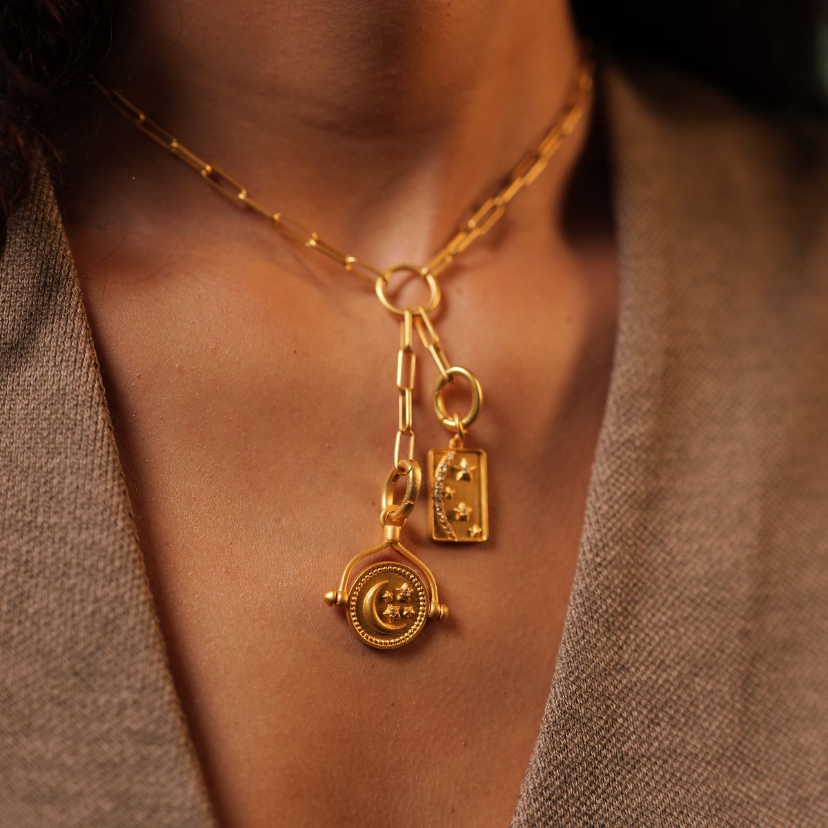 Celestial Sun and Moon Flip Charm for Duality