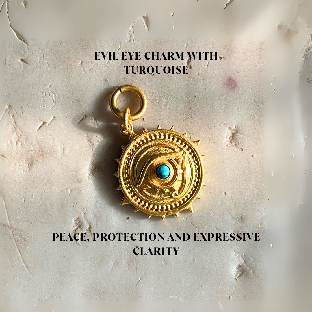 Evil Eye Charm with Turquoise for Peace, Protection and Expressive Clarity