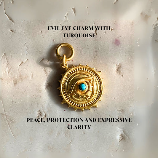 Evil Eye Charm with Turquoise for Peace, Protection and Expressive Clarity