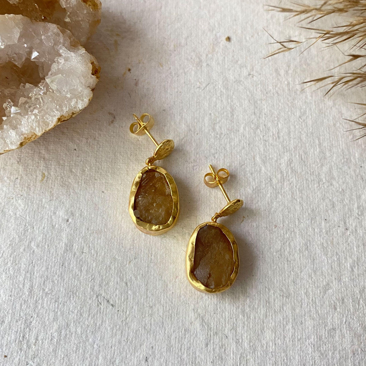 The Spirited One Gold Earrings with Citrine