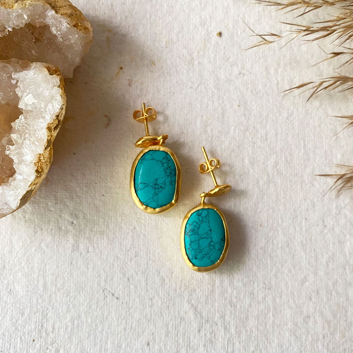 The Spirited One Gold Earrings with Turquoise