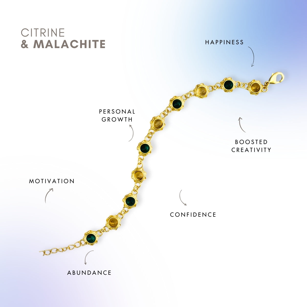 Citrine and Malachite Unisex Bracelet