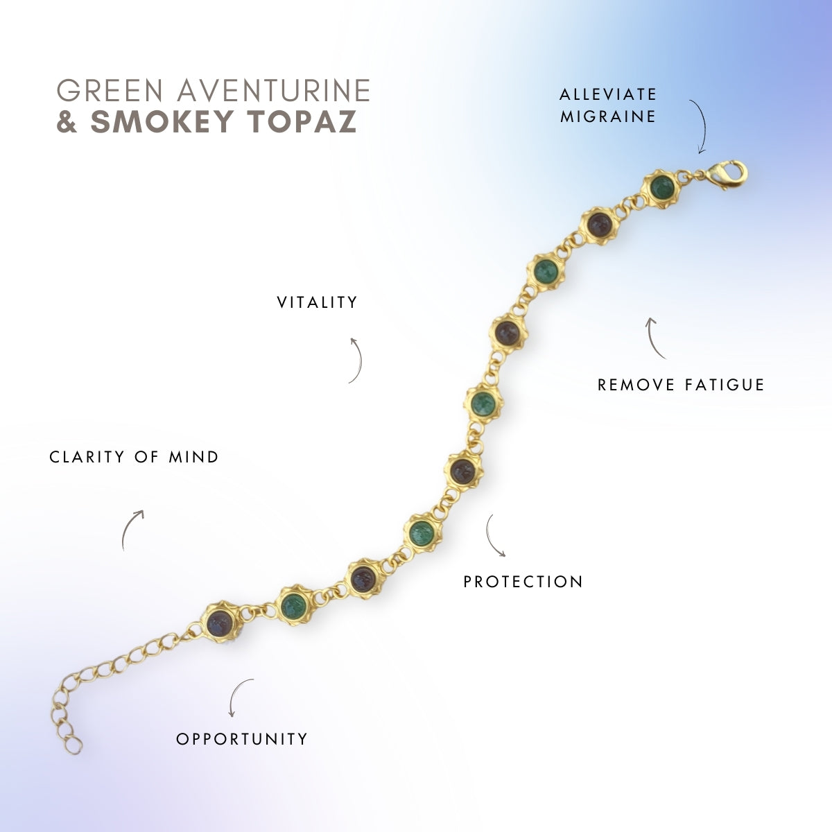 Green Aventurine And Smoky Topaz Unisex Bracelet