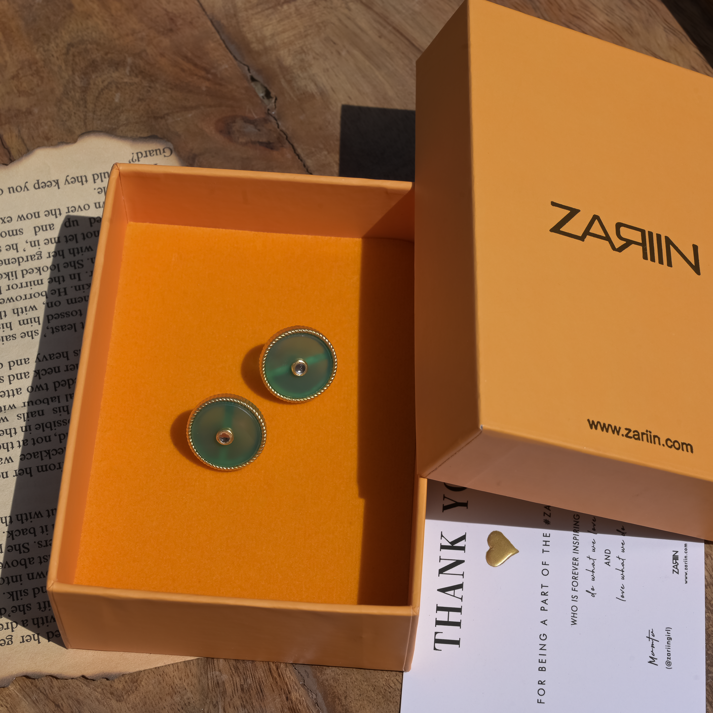 Modern Begum Green Onyx Stud Earrings