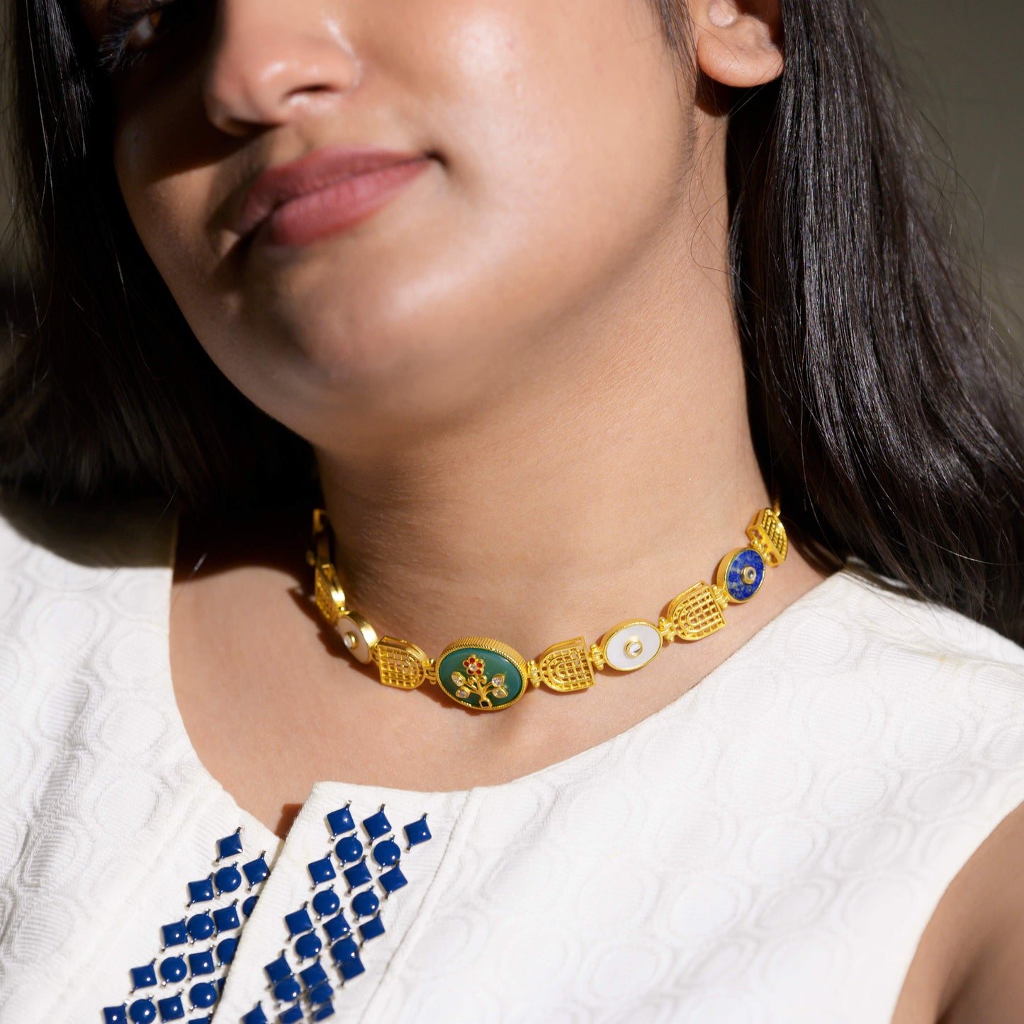 Regal Styled Look (Set of 3- Necklace , Choker and Earrings)