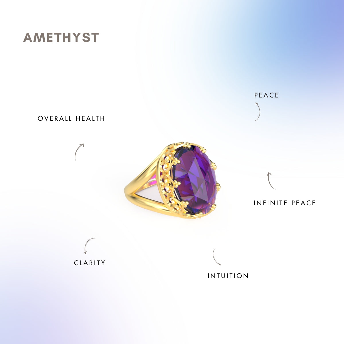 Amethyst Healing Ring for Calmness and Good Health