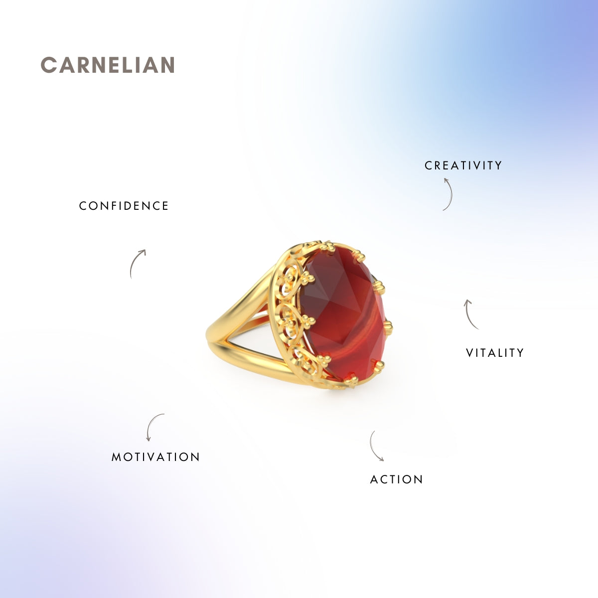 Carnelian Healing Ring for Energy and Vitality