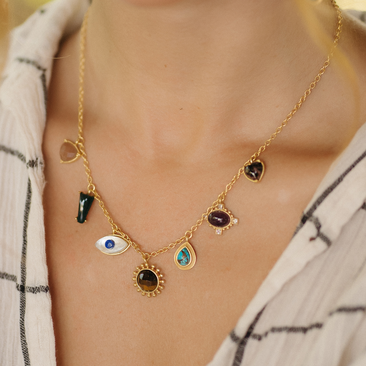 Moon and Stones Layering Necklaces