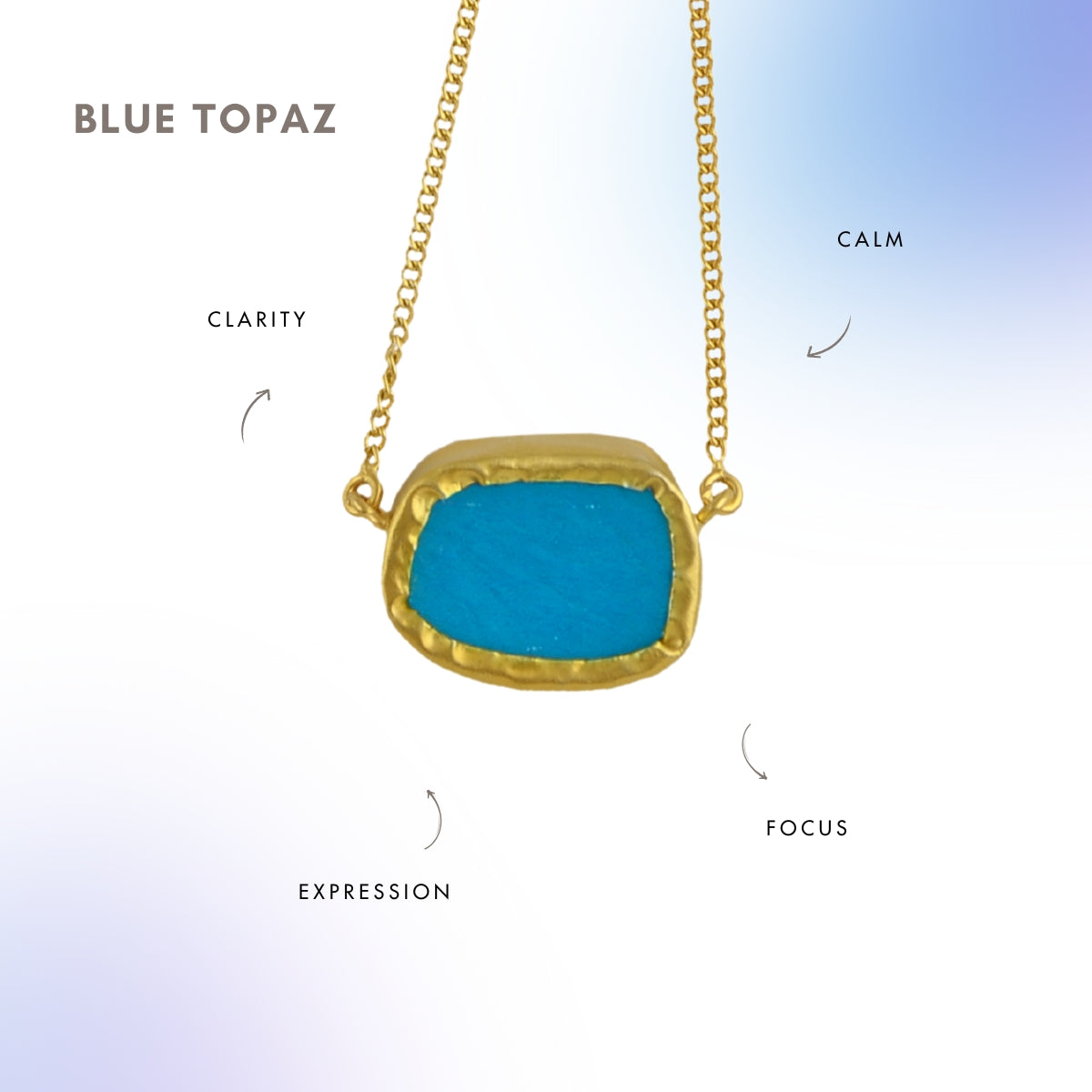 A Touch of Blue Topaz Stone Gold Necklace