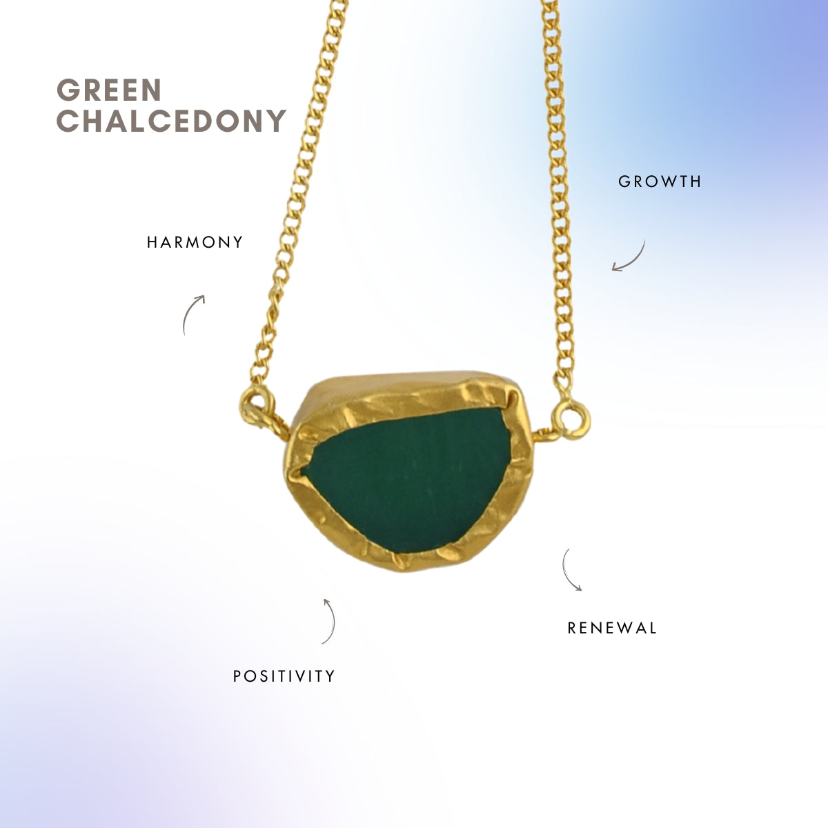 A Touch of Green Chalcedony Stone Gold Necklace