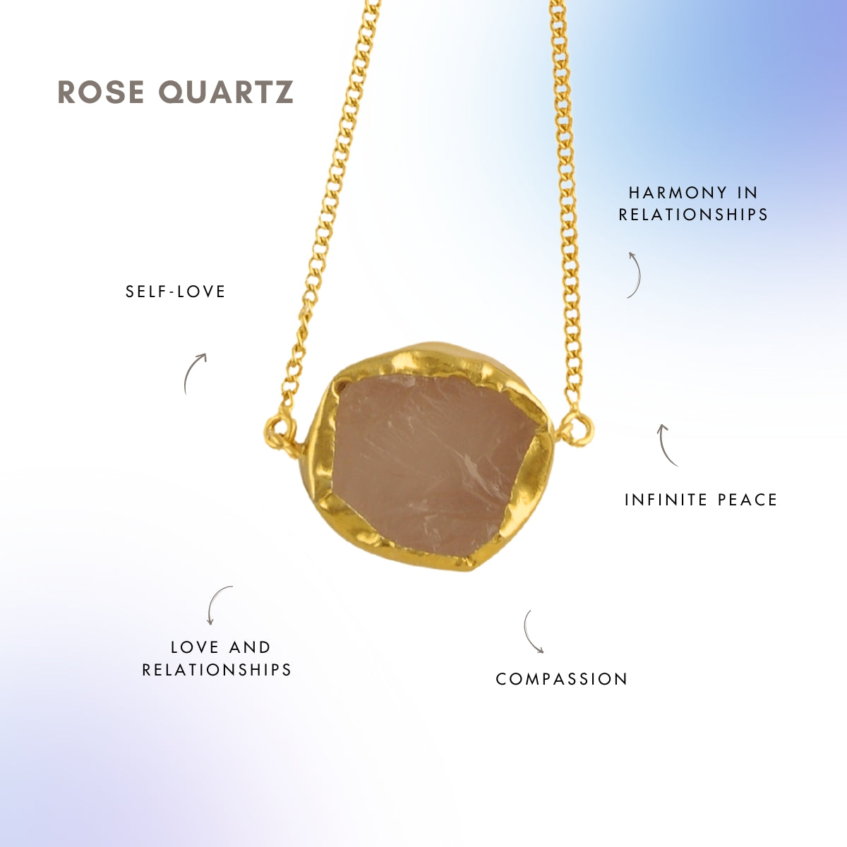 A Touch of Rose Quartz Stone Gold Necklace