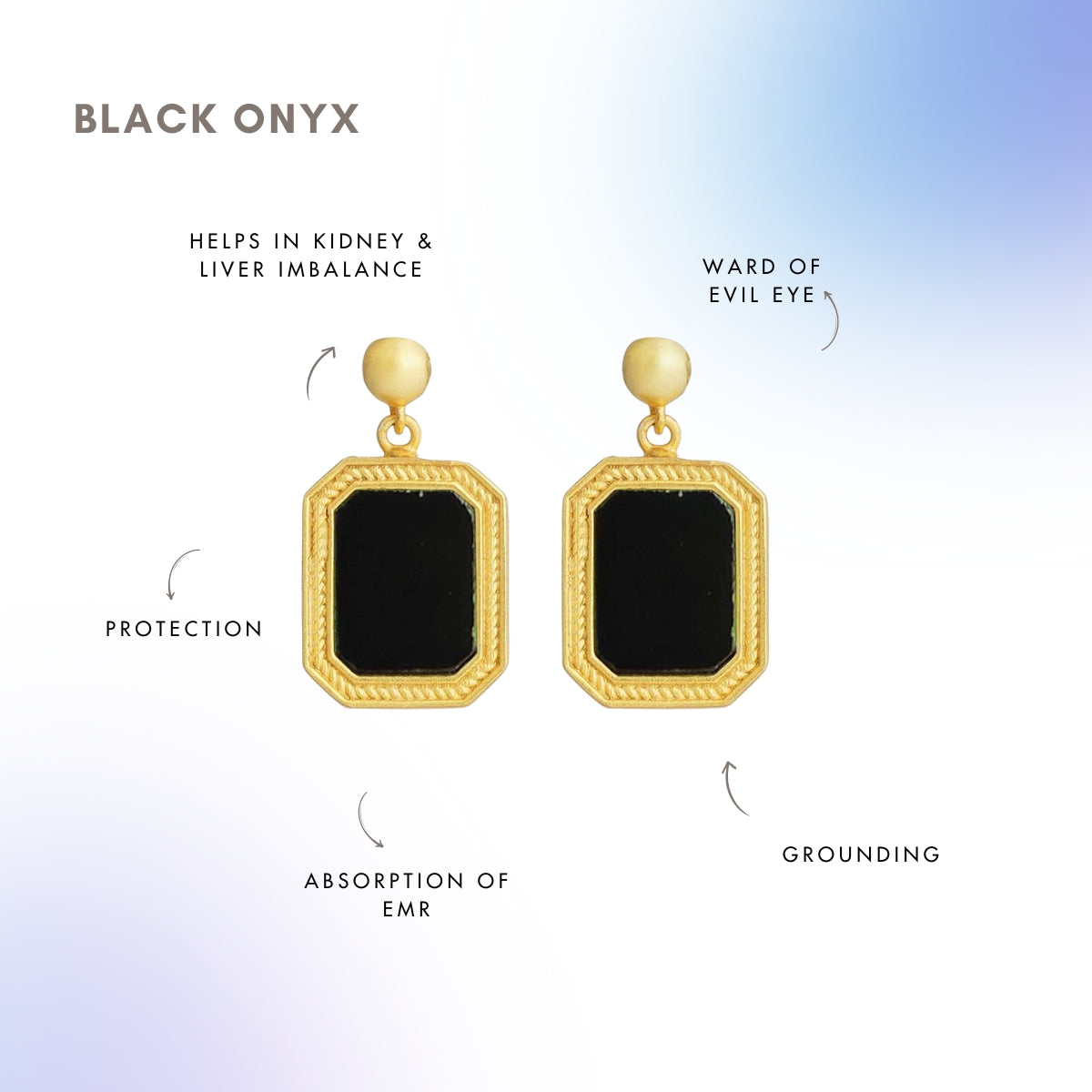 Revitalise Drop Earrings with Black Onyx - Protection