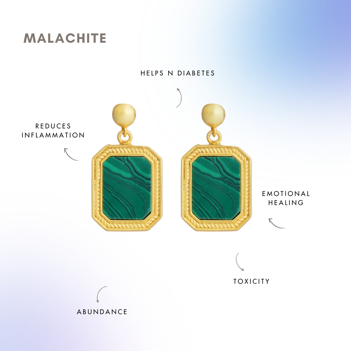 Revitalise Drop Earrings with Malachite - Abundance