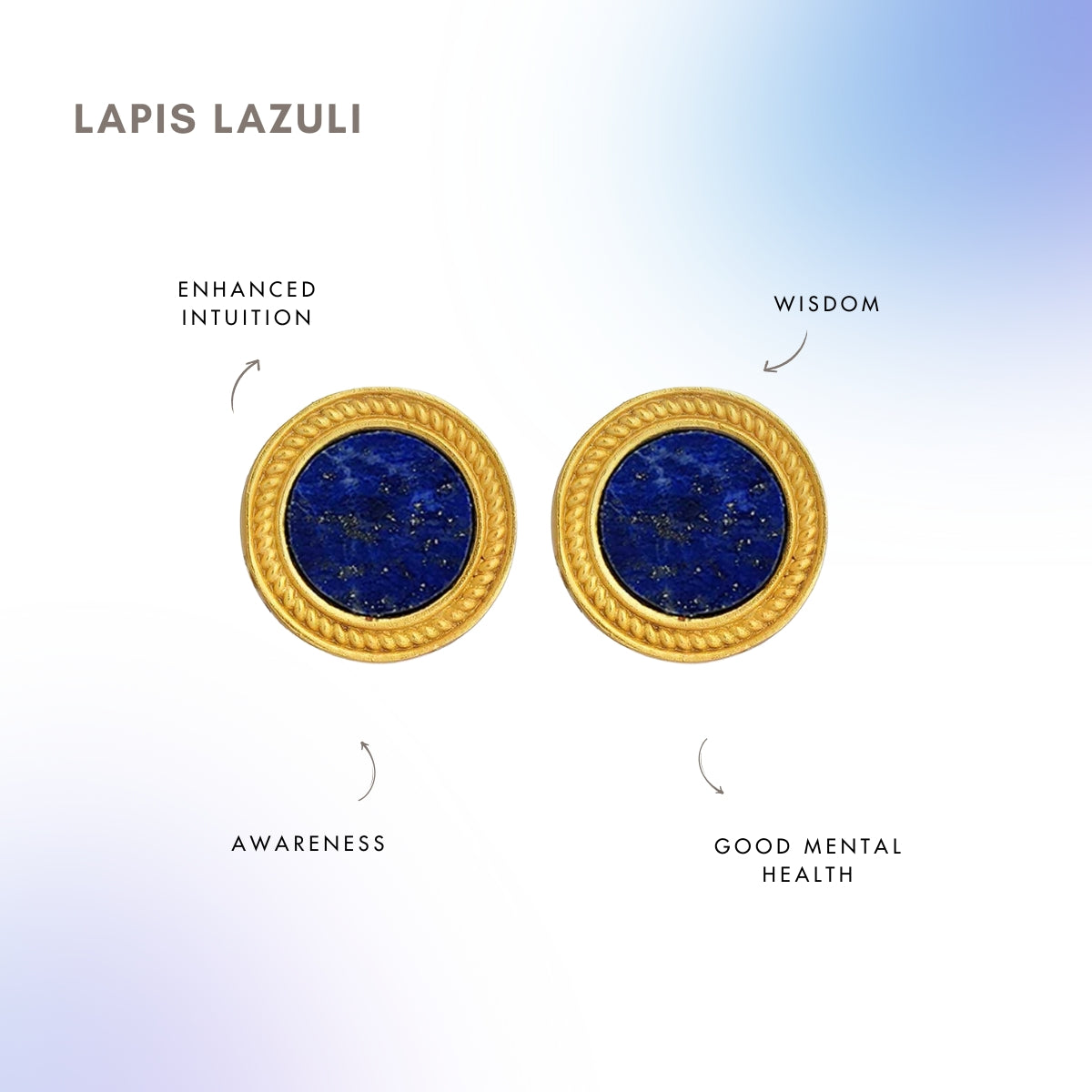 Tranquil Life Stud Earrings with Lapis Lazuli - Intuition