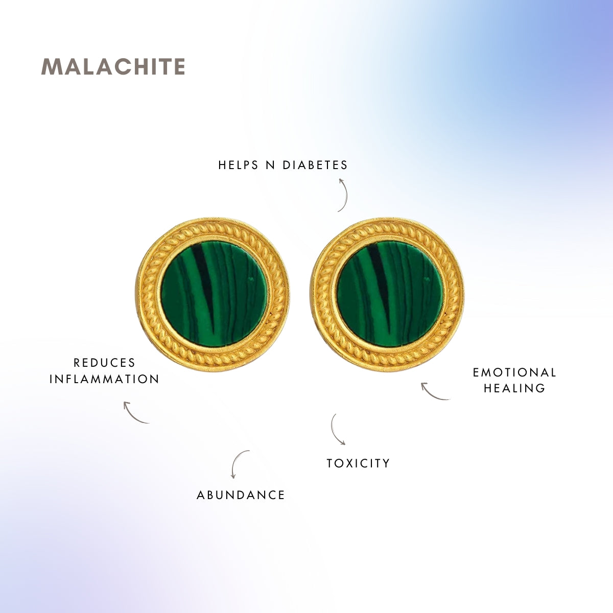 Tranquil Life Stud Earrings with Malachite - Abundance