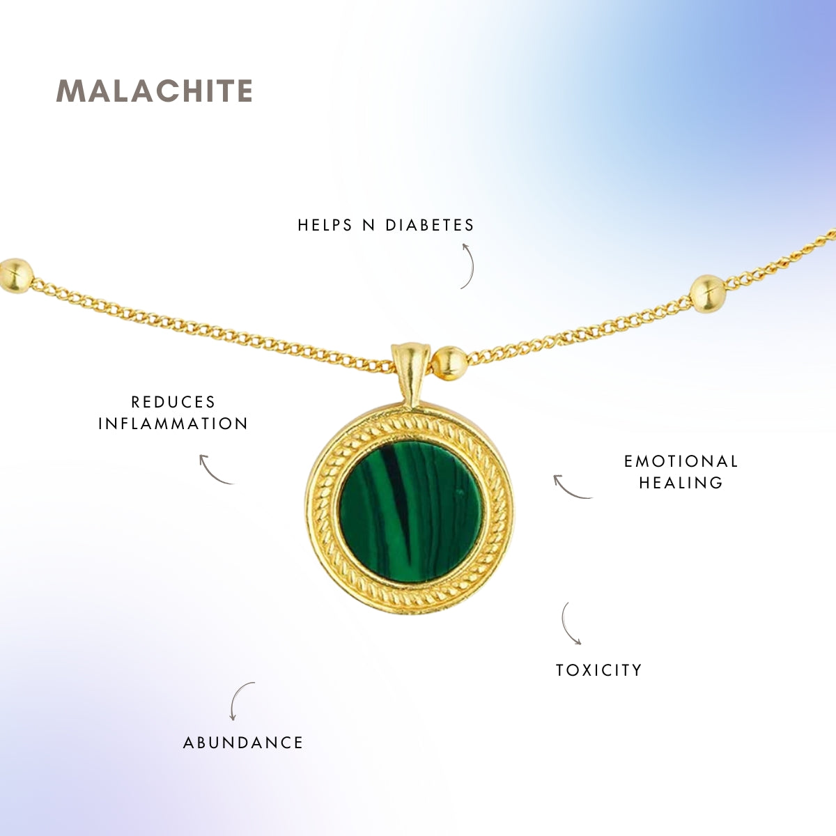 Healing Touch Pendant Necklace with Malachite - Abundance