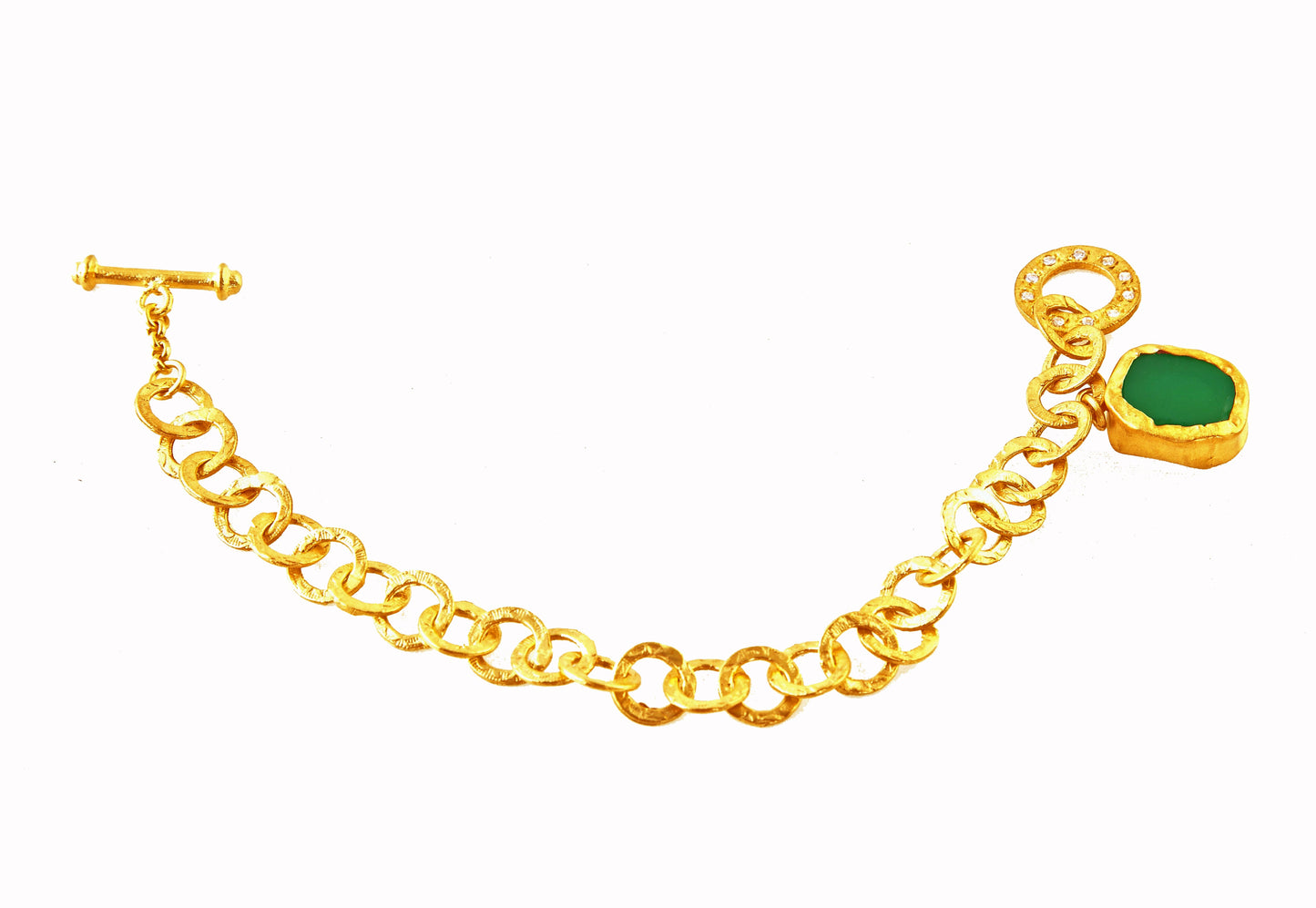 The Gorgeous Slip It On Green Chalcedony Gold Bracelet