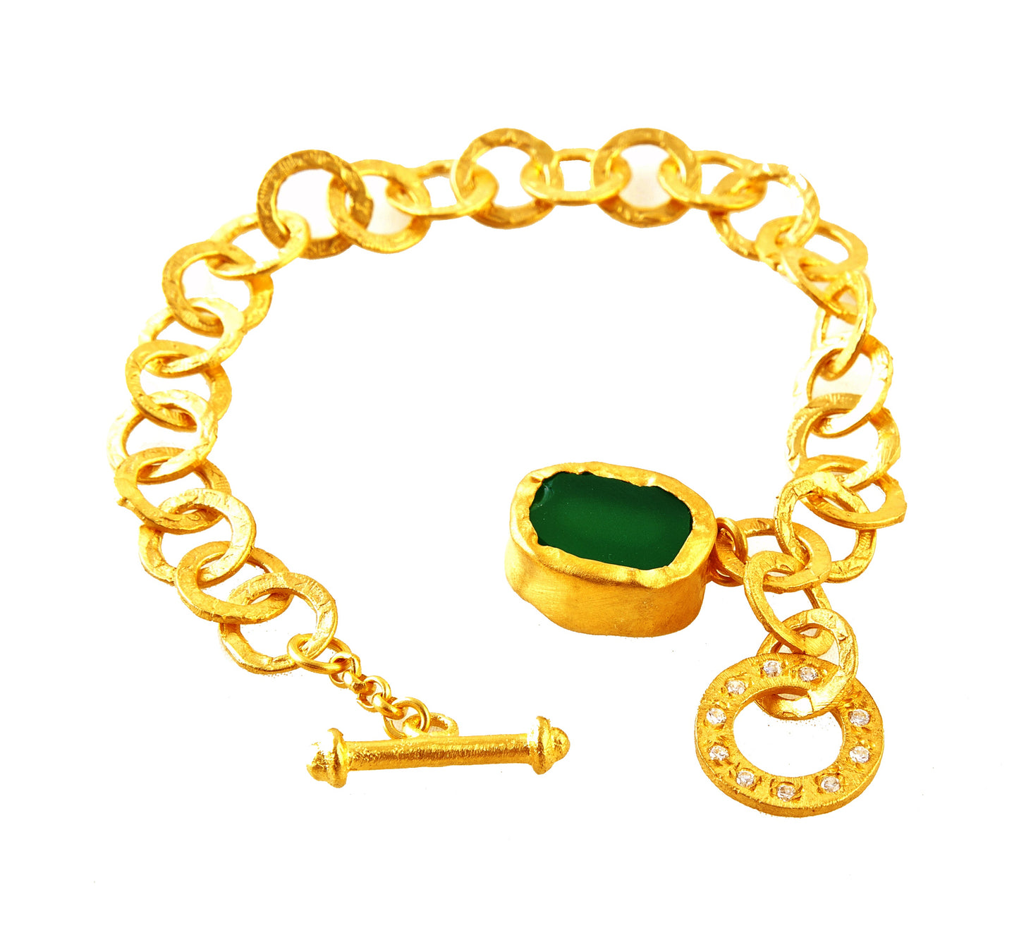 The Gorgeous Slip It On Green Chalcedony Gold Bracelet