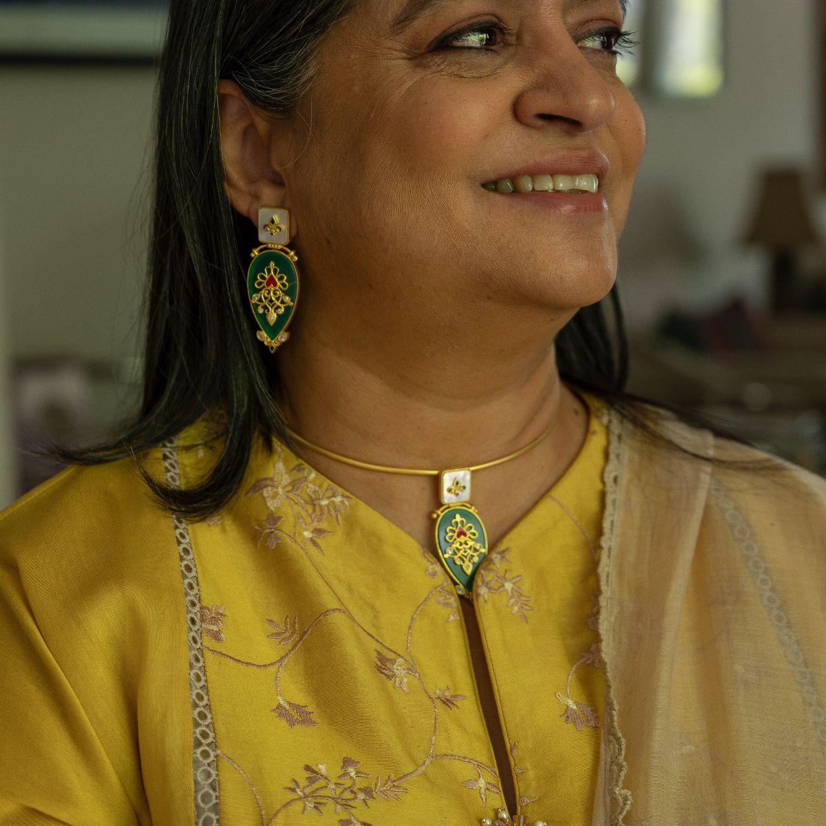 Grandma's Treasure Green Onyx Statement Earrings