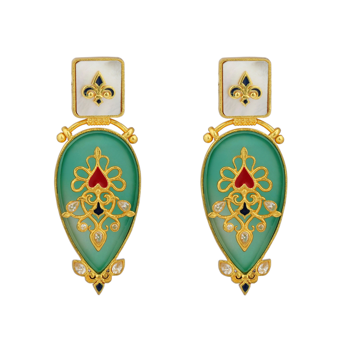 Grandma's Treasure Green Onyx Statement Earrings