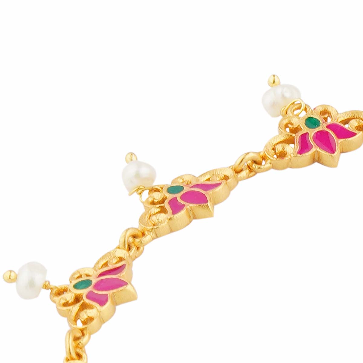 Threads of Lotus Delicate Anklet in Pink Enamel