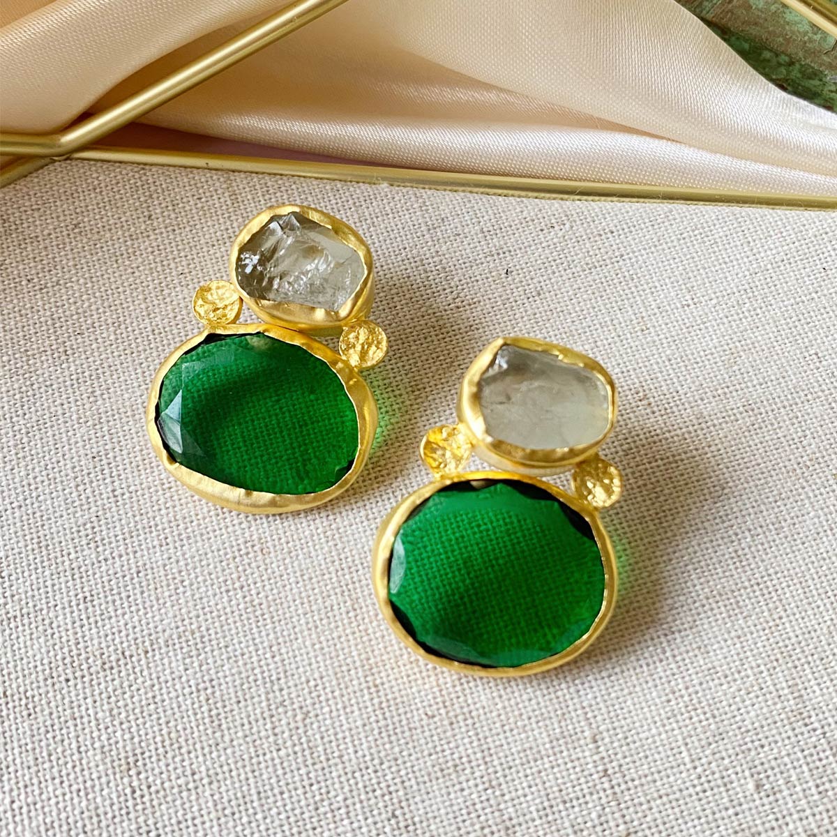 Wear Pray Love Green Amethyst Green Quartz Earrings