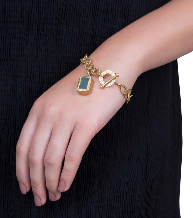 The Gorgeous Slip It On Green Chalcedony Gold Bracelet