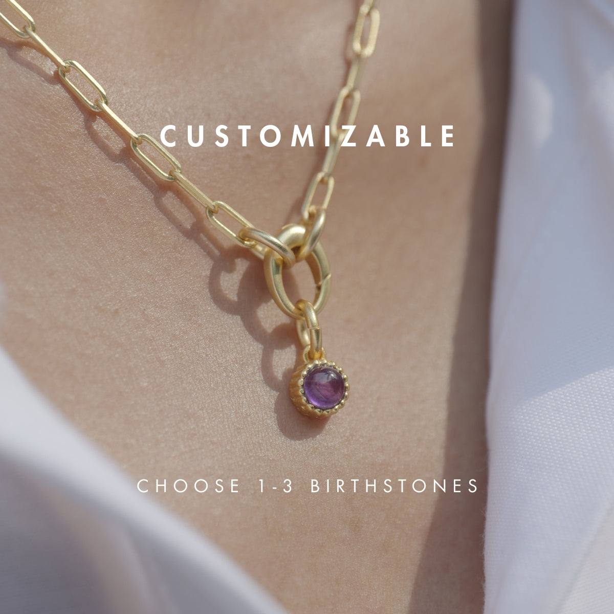 Customisable Birthstone Charm Necklace