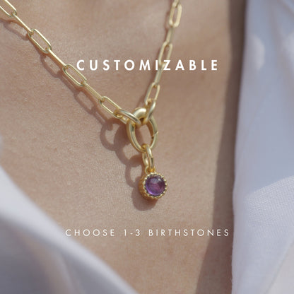 Customisable Birthstone Charm Necklace