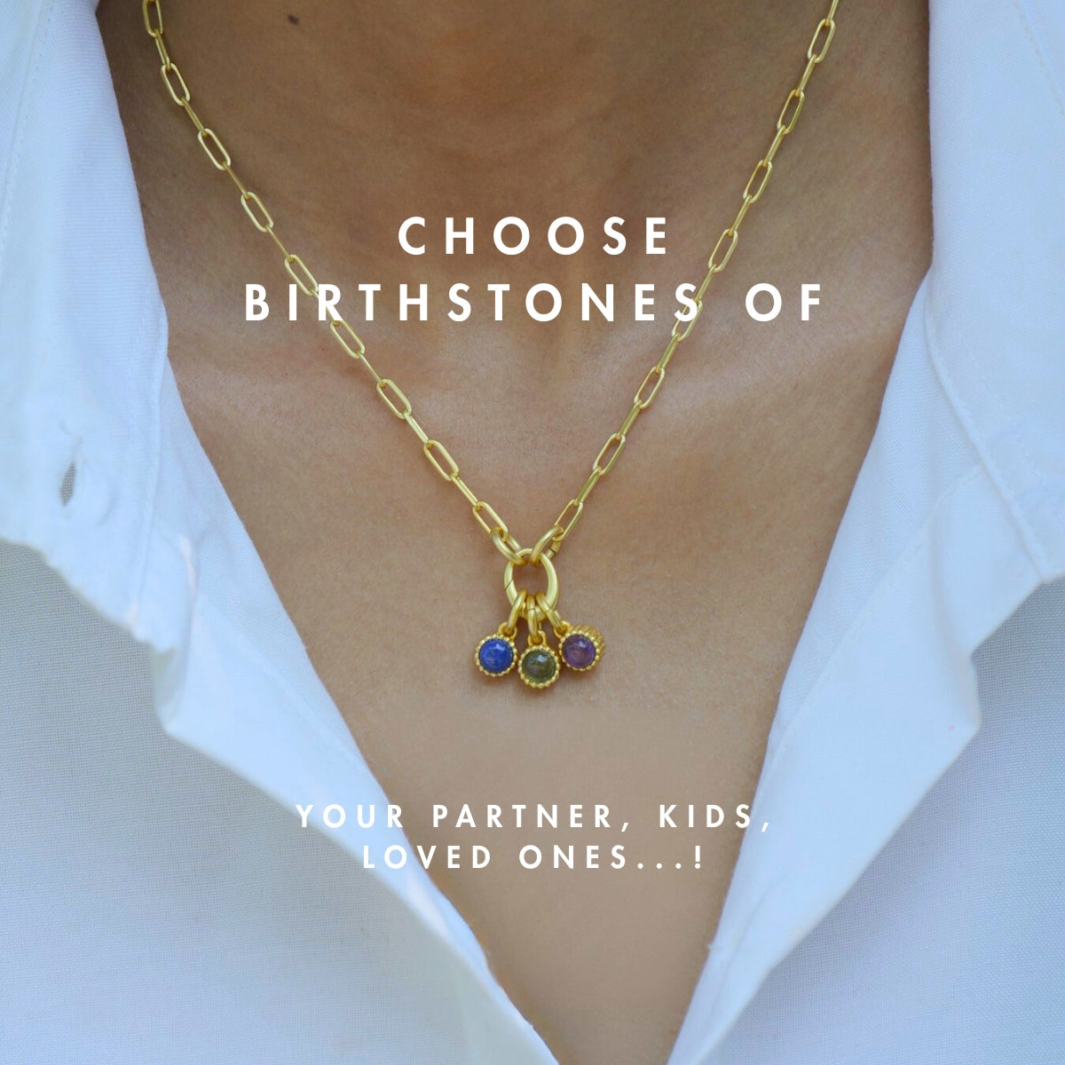 Customisable Birthstone Charm Necklace
