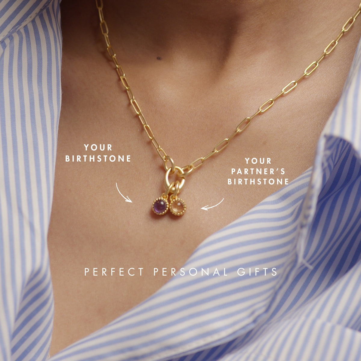 Customisable Birthstone Charm Necklace