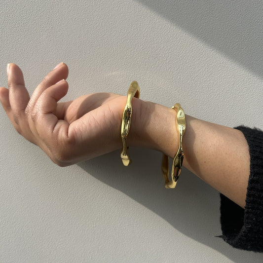 Power in Gold Stacking Bangles - Set of 2