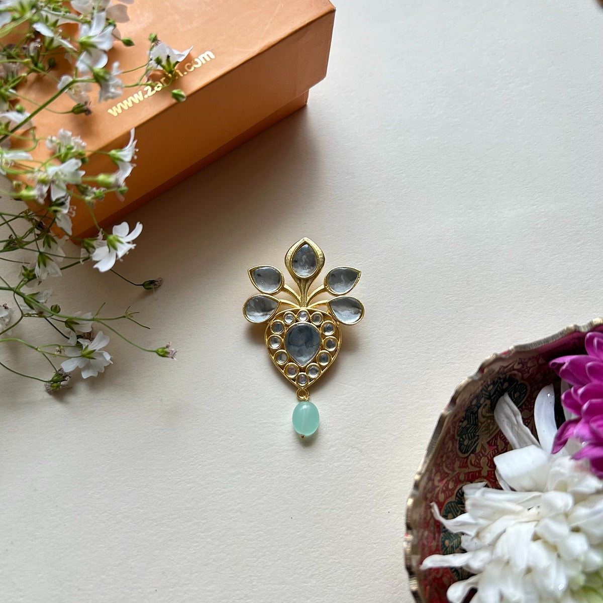 Mahiwal Kalgi with Aqua Green Hydro Quartz