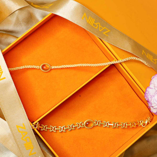 Citrine Healing Rakhi and Lumba Bracelet Set