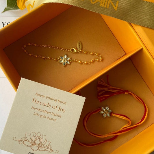 Sparkling Flowers Rakhi and Lumba Set