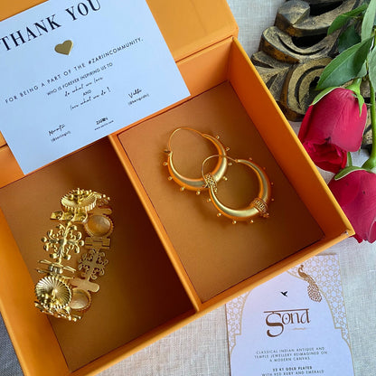 Classic Touch Gift Box with Hoop Earrings and Bangle