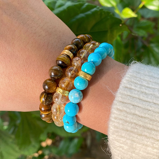 Bracelet Set for Confidence and Public Speaking - Tiger’s Eye, Citrine and Turquoise