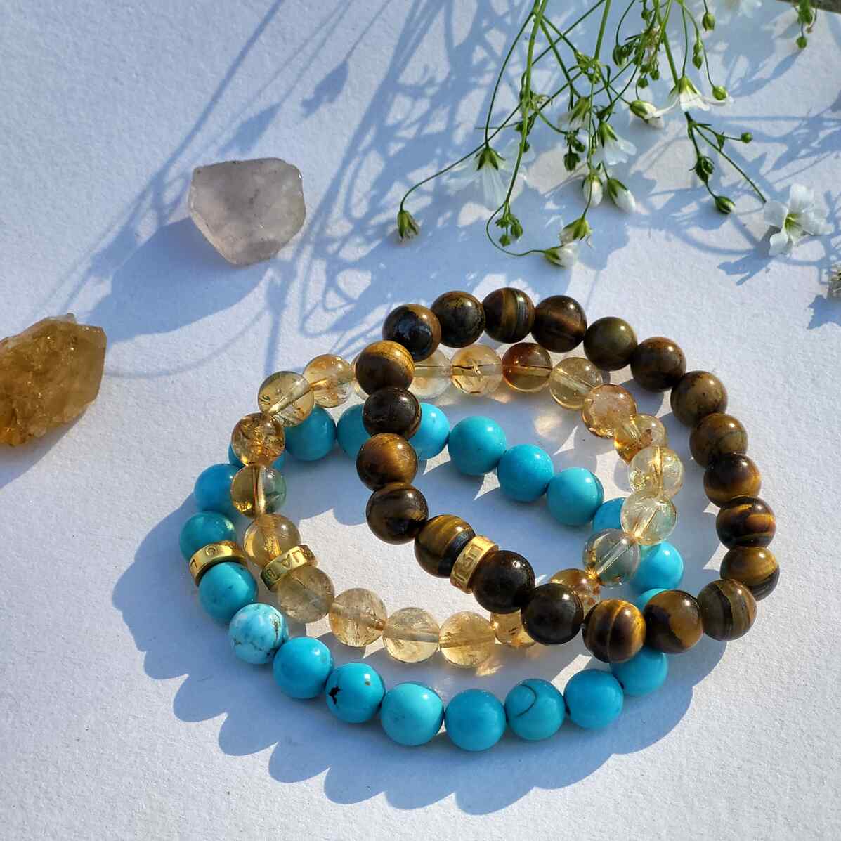 Bracelet Set for Confidence and Public Speaking - Tiger’s Eye, Citrine and Turquoise