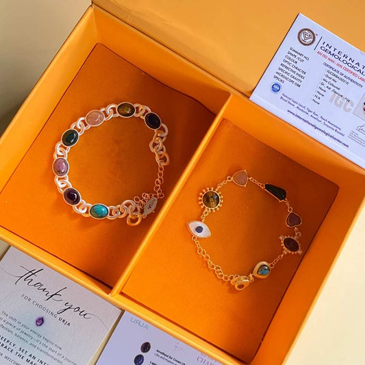 Power Chakra Bracelet Giftbox Set  (Gold and Silver) - For Him and Her