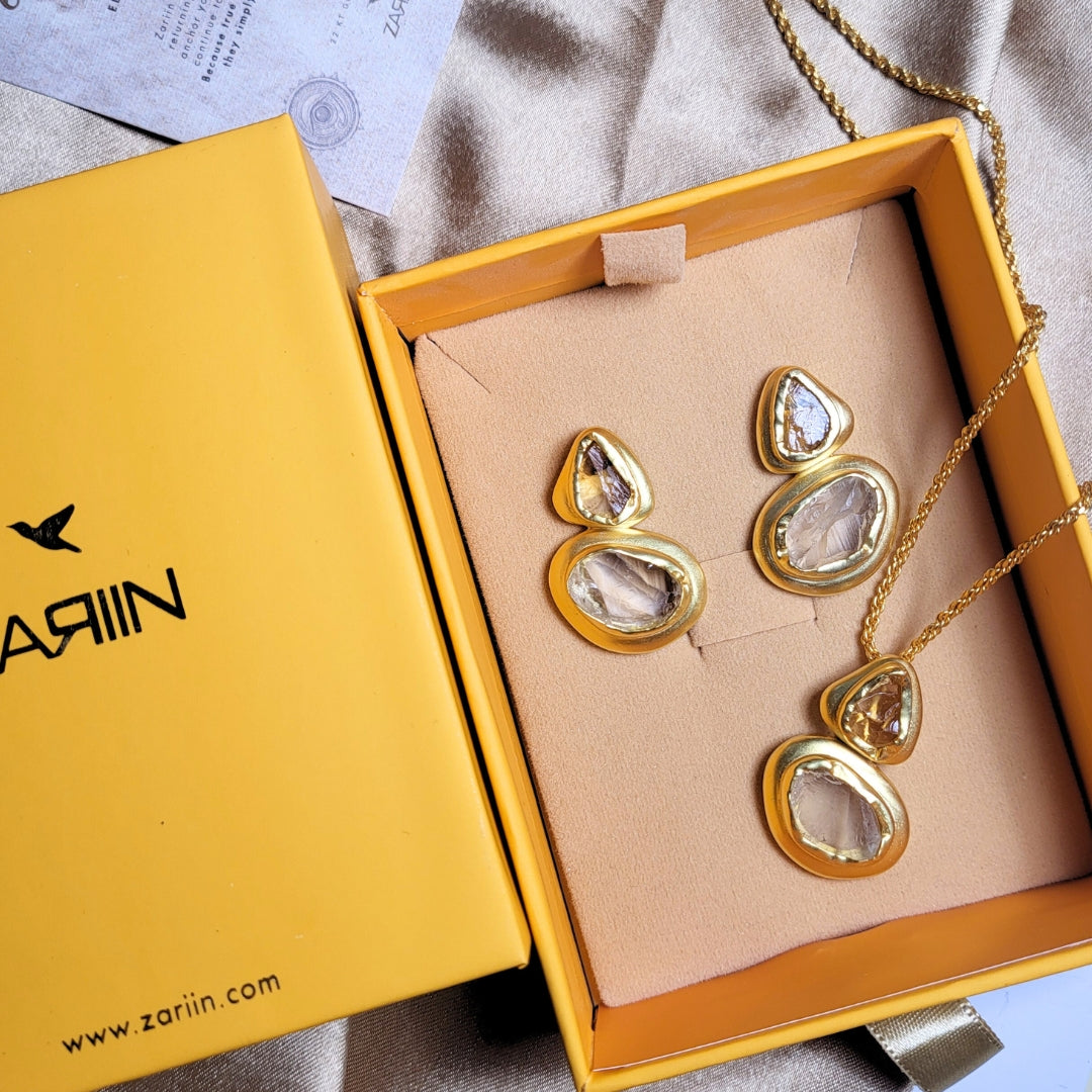 Poised Tumbles Gift Set with Citrine and Green Amethyst